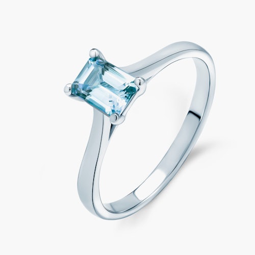 Pierścionek zaręczynowy SAVICKI: białe złoto, akwamaryn